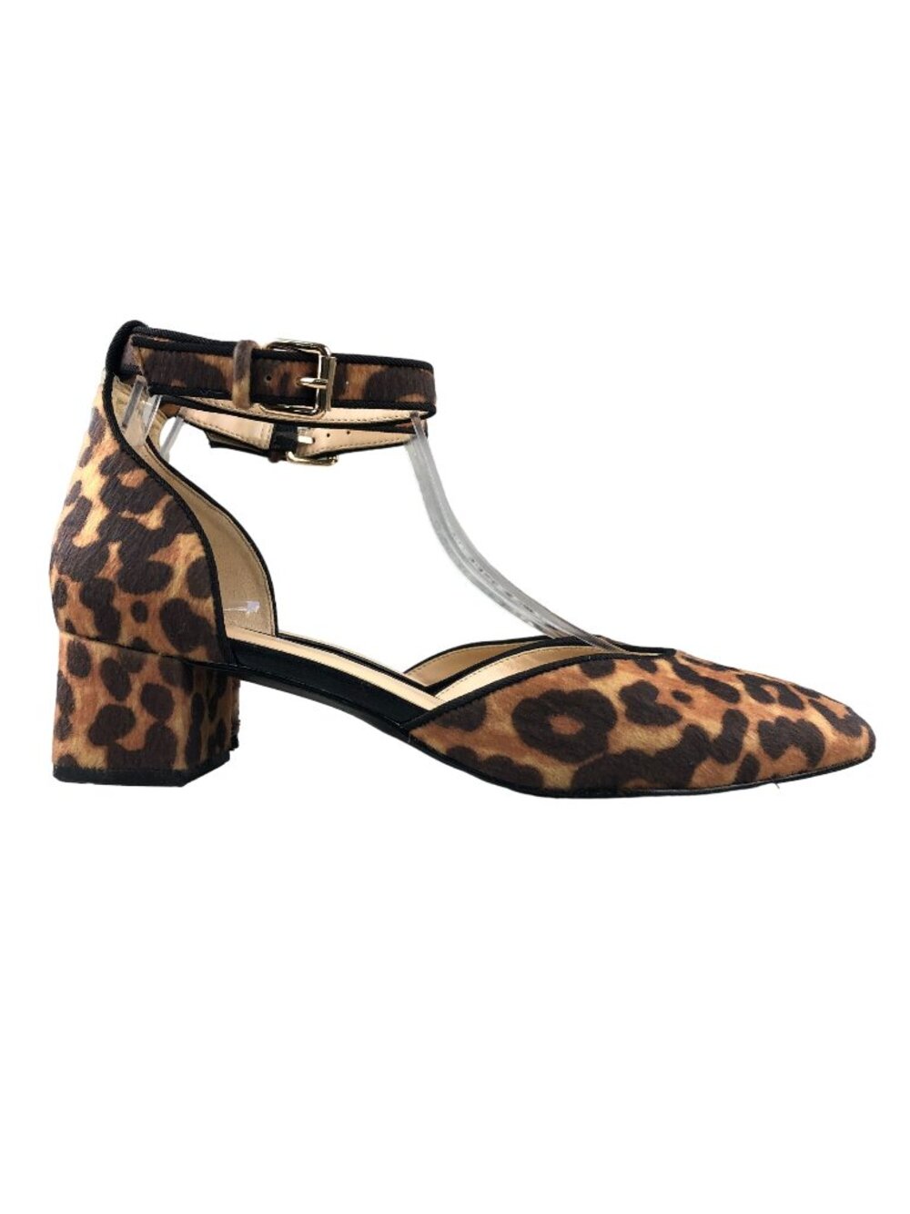 CAbi Women's Size 8M Kiki Brown Leopard Print Ankle Strap High Heel Sandals